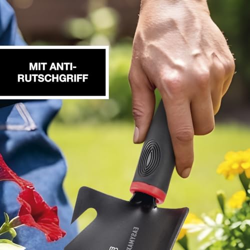 EASYmaxx 4 in 1 Wurzelschaufel | Multifunktionsschaufel zum Graben, Durchtrennen & Bepflanzen | 4 in 1 Wurzelschaufel mit Schaufel, Säge, Tiefenmesser & Multihaken | Root Digger mit Antirutschgriff