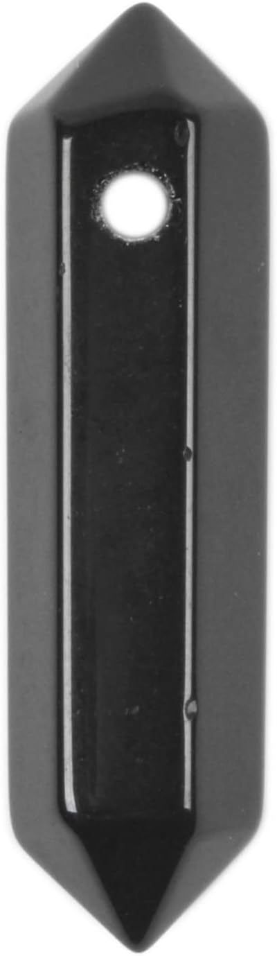 Black Obsidian 32mm Natural Gemstone Hexagonal Wand Jewelry Making Crystal Pointed Chakra Reiki Healing Beads 2mm Hole Drilled(Pack of 10)