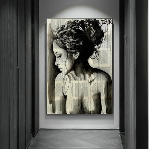 Peinture abstraite visage femme grand format pour habiller un mur vide