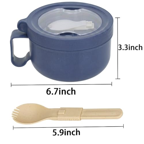 Image of Microwave Soup Mugs,Microwave Ramen Bowl Sapphire Blue