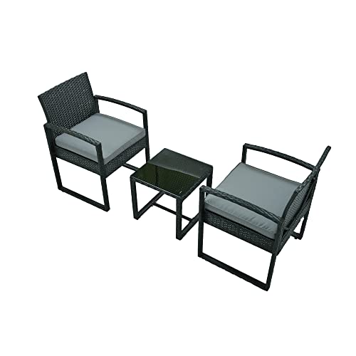 ガーデンソファー ラタン調 屋外 ガーデンテーブルセット 3点セット 防水 ガーデンチェアー 高級ソファー 軽量 耐荷重150KG ホテル カフェ ベランダ テラス 屋外家具 高級 ソファ ガーデニング 庭 グレークッション付き 組立簡単 お洒落 敬老の日 プレゼント 2枚目