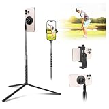 YUTILLENS Golf Tripod & Monopod for Swing Recording, 53.5' Magnetic Phone Holder with Spring Clamp, Adjustable Swing Trainer for iPhone & Android, Includes Ground Spike & Carry Bag