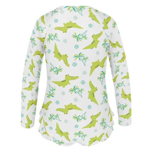 Aflyko Girls' Rash Guard Swimsuit Alligator Summer Coconut One-Piece Swimwear UPF 50+3