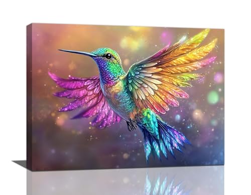 Hummingbird Canvas Wall Art Colorful Hummingbird Pictures Decor Bird Painting