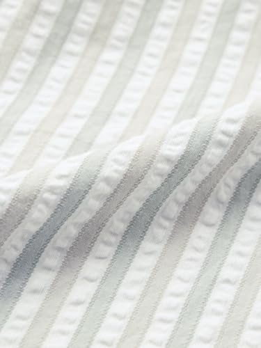 Image of The Souled Store: Veridian Men and Boys Long Sleeve Spread Collar White and Light Green Striped Cotton Regular Shirt