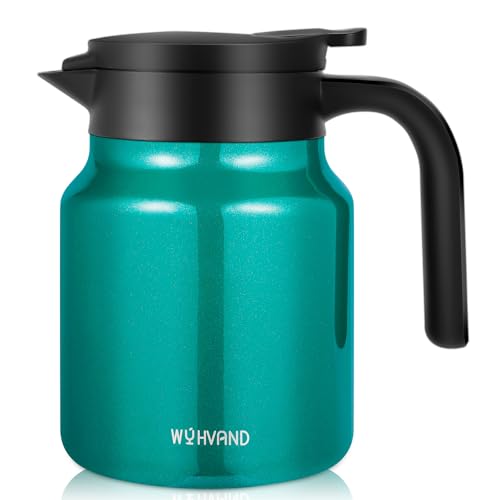 Image of Insulated Coffee Carafe, 34 oz, Keeps Hot for 12H, Agave Teal | Thermal Carafe, One-Hand Pour, Leakproof Lid, Anti-Slip Base for Personal Use