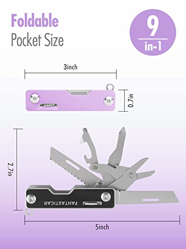 Fantasticar 9 In 1 Multi-Tool, Edc Folding Pocket Knife With Saw For Daily Needs, Outdoor Activities (Purple) #TOP1