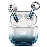 Wireless Earbuds Bluetooth 5.3 Headphones with 4 Mic HiFi Stereo Sound, Wireless Headphones with Dual LED Display Touch Control, 40H Playtime Bluetooth Earphones IP7 Waterproof, Light Blue