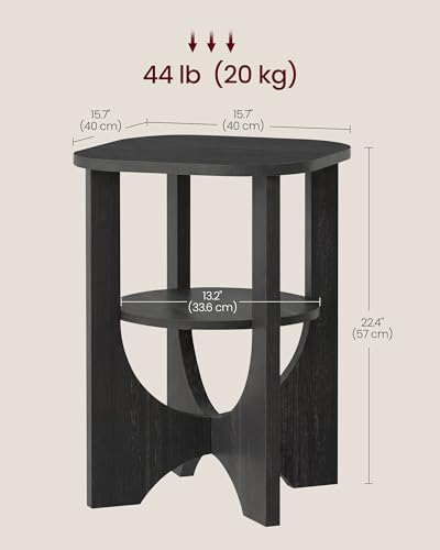 Image of VASAGLE Side Table, 2 Tier Small Accent End Table, Nightstand with Lower Shelf for Small Spaces, Living Room, Bedroom, Charcoal Gray ULET233B101S