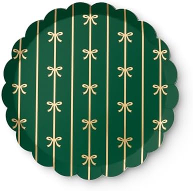 Bonjour Fête Emerald Green Bow Small Plates, Pack of 8, 8.5" image 5