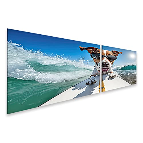 islandburner Tableau sur toile Chien Jack Russell Surf Planche de surf Vague Chien Jack Russell Surfing Su Images murales Poster