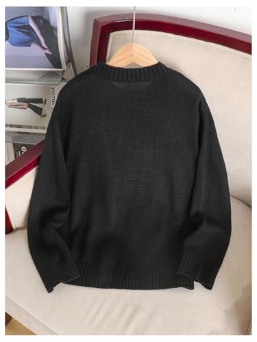 Image of BEAUDRM Girl's Bow Sweater Crew Neck Cute Sweaters Long Sleeve Knit Pullovers Sweater