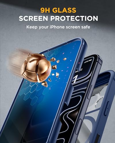 Image of miracase for iPhone 17 Pro Privacy Series Case, Magsafe, Deep Blue | Built-in Privacy Screen Protector | 360 Full Protection | Colored Bezel & Clear Back | Shock-Absorbent | 6,3 Inch