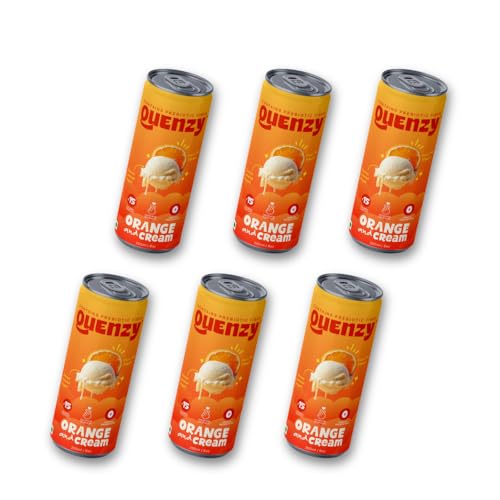 Image of Quenzy Prebiotic Soda - Orange Cream | 5g Prebiotic Fibre for Gut Health | Low Calorie Soda (<15 kcal) | No Added Sugar | Zero Preservatives | Healthy Sparkling Drink | Pack of 6 x 250ml