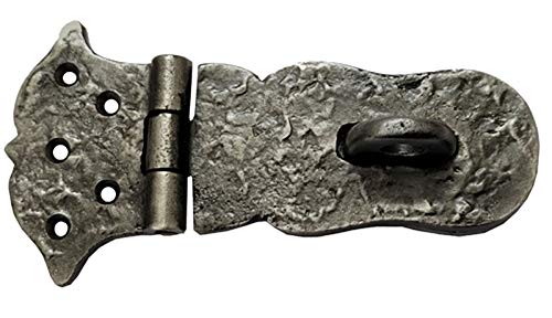 Image of Adonai Hardware inchParan inch Heavy Duty Cast Iron Safety Locking Hasp and Staple (6 inch x 2 Pack, Antique Nickel) for Vintage Pirates Treasure Chest, Trunks, Wooden Jewelry Box, Cases, Furniture and Sheds