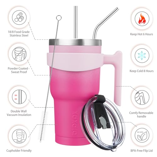 Image of BJPKPK 30 oz Tumbler with Handle & Straw, Insulated Stainless Steel Mug