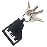 tocame, Piano-Shaped Keychain, Key Organizer Holder, Musical Keyring, Accessory for Musicians, Full Grain Leather, Handmade, Charcoal Black