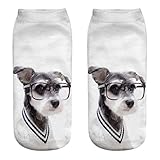 HHMY Socken Hundemotiv - Sportsocken Sneaker Wintersocken Dicke Warme Fauxwollsocken Weihnachtssocken Stoppersocken Wandersocken Lustige Laufsocken Damensocken, L