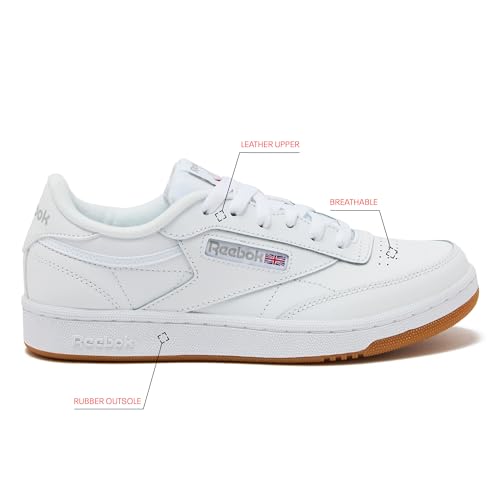 Image of Reebok Club C Girls and Boys Shoes for Kids, Toddler, Little Kid or Big Kid Sneakers, White /Gum-int, 5 Big Kid