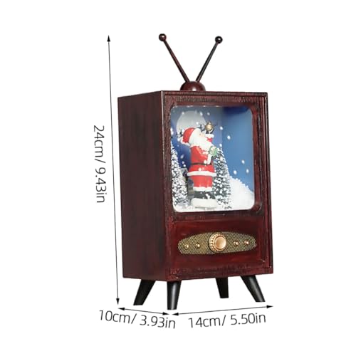 Mini Télévision Rétro de Bureau Marron pour Décoration de Noël - 3