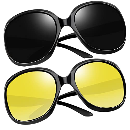 Joopin Oversized Black Polarized Sunglasses & Large Night Driving Glasses Jackie Sun Glasses Shades for Women UV Protection