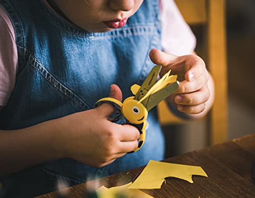 Fiskars Children's Animal Scissors With Bee Motif, From 4 Years, Length: 13 Cm, For Right And Left Handers, Stainless Steel Blade/Plastic Handles, Yellow, 1003747 #TOP3
