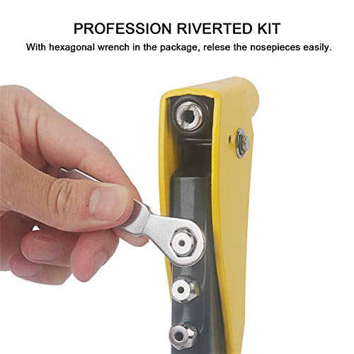 Professional Pop Rivet Gun BOSI TOOLS BS-F101 Applications, Heavy Duty Hand Riveter Set, Wrench Included