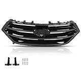 PIT66 Front Upper Grille w/Camera Hole Gloss Black Grill Compatible with Ford Edge 2015 2016 2017 2018 FT4Z8200DA, FO1200562C Black