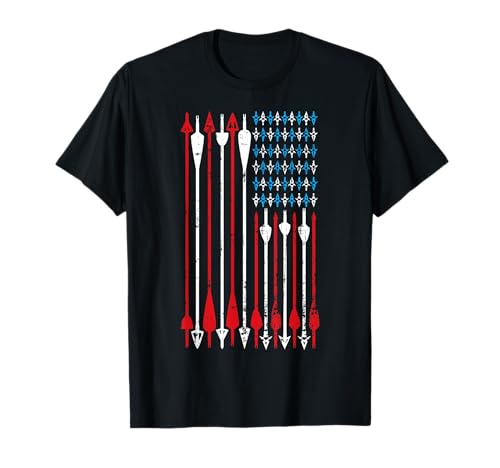 Vintage American Flag Archery Bow Hunting T-Shirt