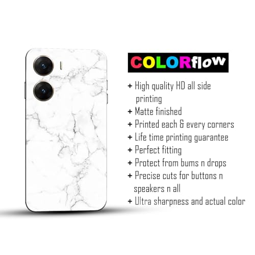 Image of COLORflow Polycarbonate Back Cover Compatible with Vivo V29E 5G | Beautiful White Marble | Designer Printed Hard CASE Bumper Back Cover Compatible with Vivo V29E 5G