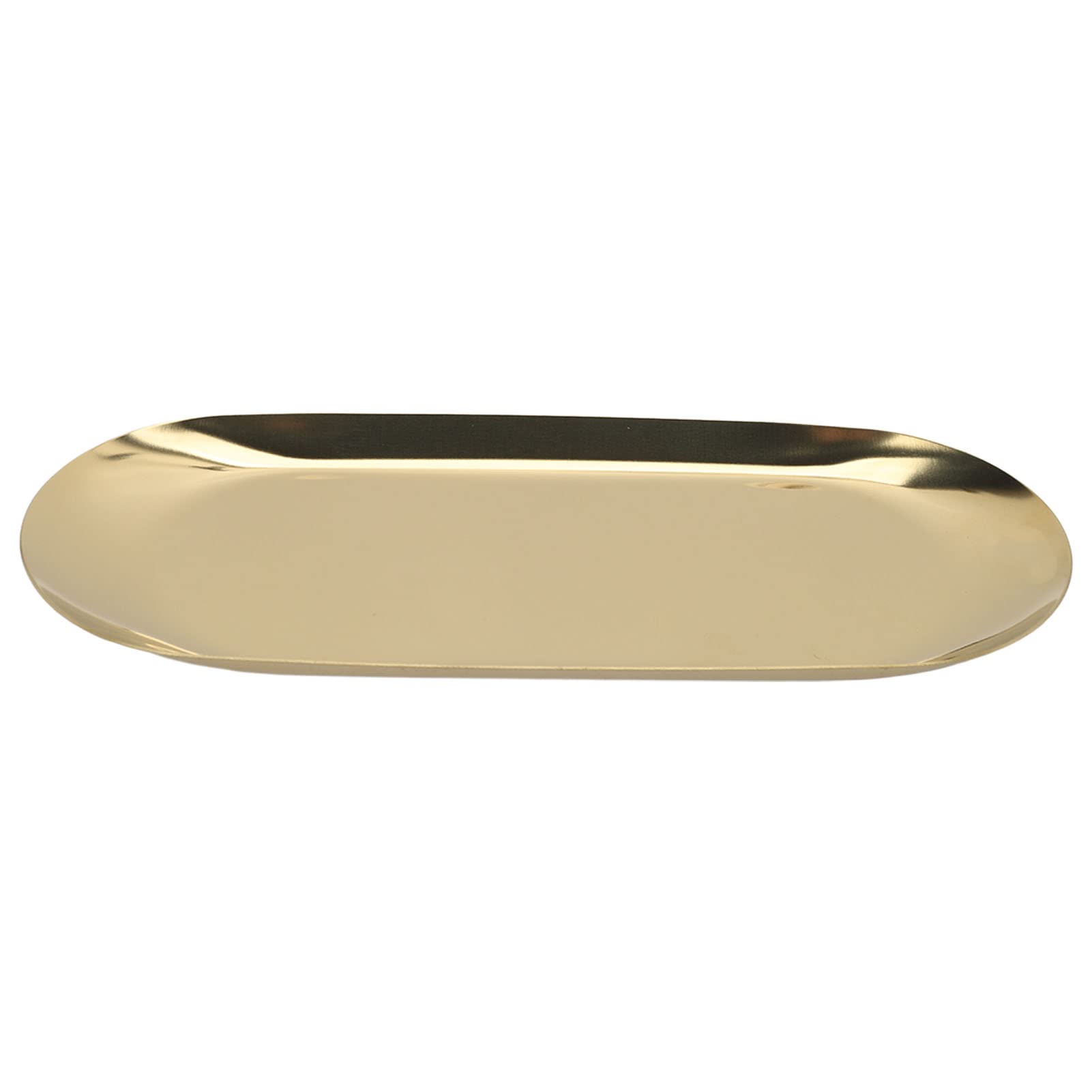 Shanrya Gold Oval Jewelry Tray, Alloy Oval Nail Tray, Perfume Bottle, Reflective Jewelry Mirror (Gold)