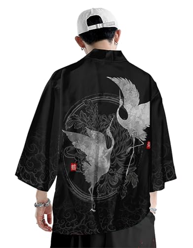 Image of DOVWOER Women's and Men Cardigan Jackets Japanese Kimono Casual Open Front Lightweight Coat