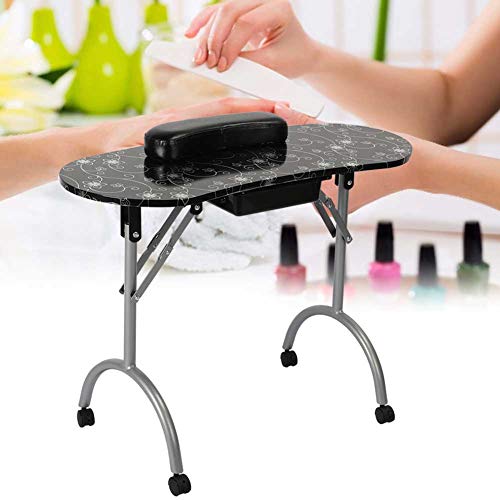 Velaurs Nageltische Nagelbedarf, Maniküretisch, für Home for Salon(Black Silver Flower, Black) – Bild 4