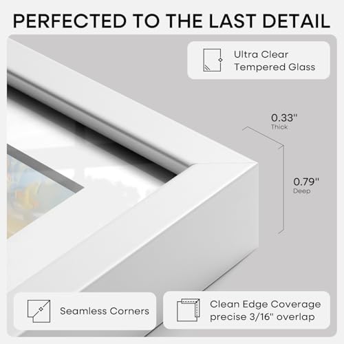 Image of Homeforia 19.25x26.75 White Puzzle Frame, High End Metal 19.25 x 26.75 Picture Frames without Mat, 26.75x19.25 Thin Poster Frame for Wall, 19.25by26.75 Puzzle Frames, Tempered Glass, Wall Kit, Set of 1