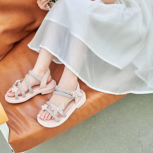 TangDao Little Girls Summer Glitter Gladiator Sandals Rhinestone Open Toe Strappy Dress Flats Sandals Wedding Party Shoes for Toddler Little Kid Big Kid3