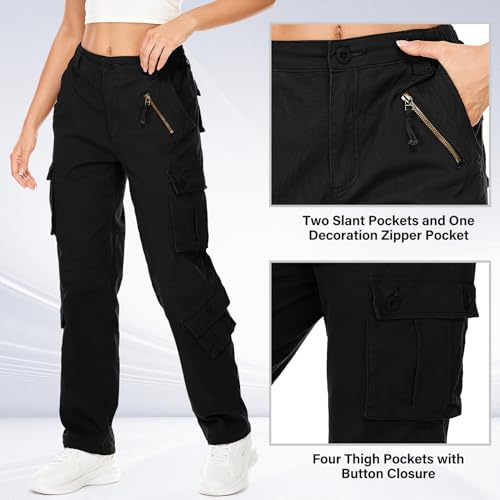 Womens Cargo Army Combat Work Pants with 8 Pockets Casual Cotton Ripstop Construction Pants2