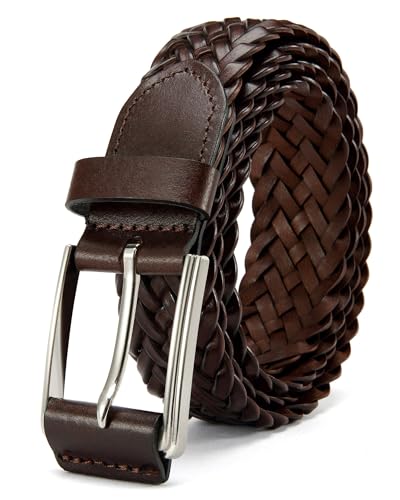 Image of CHAOREN Mens Braided Woven Leather Belt 35MM - Built to Last, Snug Fit | Fully Adjustable, Break-Resistant, Casual-Elegant Vibe, Versatile for Golf, Jeans & Dress, Gift Box