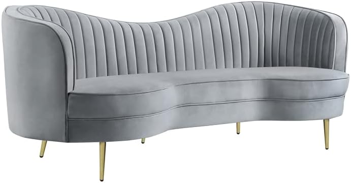 Miniatura 3 de MAKLAINE Juego de sofá de terciopelo contemporáneo de 3 piezas en color gris