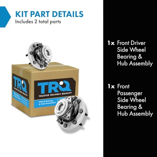 Image of TRQ Front Left and Right Wheel Bearing and Hub Assembly Set 2 Piece Compatible with 2003-2005 Dodge Ram 2500 RWD 2003-2005 Ram 3500 RWD