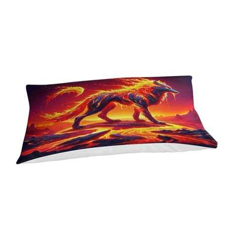 Ensemble de literie microfibre loup imprimé 3D avec fermeture éclair cachée - 3