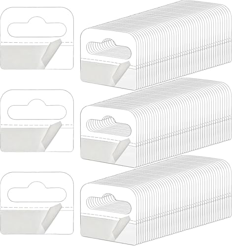 Image of Hiceeden 800 Pcs Clear Slot Hole Hanging Tabs, 1-8 /10 inch x1-3 /5 inch Plastic Self Adhesive Hanging Tags, Heavy Duty Sticky Hang Tabs Hanger for Retail Store Display