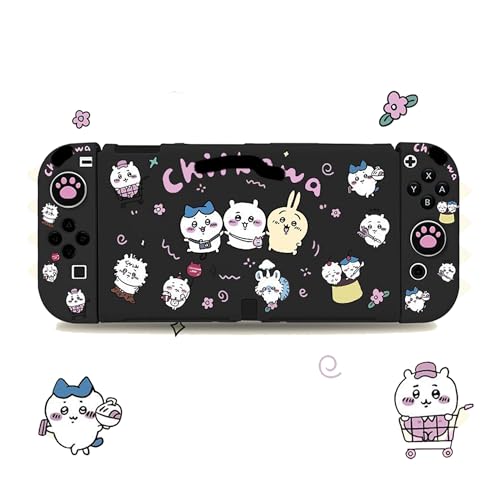 [SENDENG] 対応ハチワレ ウサギ 周辺 Switch2 対応 ケース 機収納 スイッチ用 スイッチ収納ボックス ブラック ニンテンドースイッチバッグ 可愛い 小物 軽量 全面保護 収納バッグ 持ち運び便利 贈り物 プレゼント ギフト