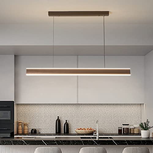 Lampada a sospensione a LED Tavolo da pranzo Lampada a sospensione Design moderno lineare Lampadario da soggiorno dimmerabile (3000K-6000K) con telecomando Lampada da soffitto regolabile in altezza