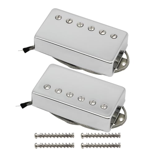 FLEOR Alnico5 Gitarren-Humbucker-Tonabnehmer-Set Chrom Steg- und Hals-Tonabnehmer Kompatibel mit Gitarrenparts im LP-Stil