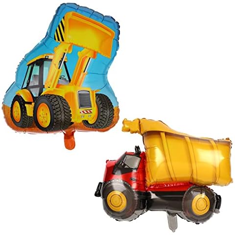 Big Construction Dump Truck Foil Mylar Balloon Excavator Helium Jumbo Digger Balloons Birthday Party Decorations Supplies Boys Yellow 2 Pcs Cover