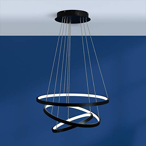 Preisvergleich Produktbild Moderne Hängeleuchte LED 3 Ringe Schwarz