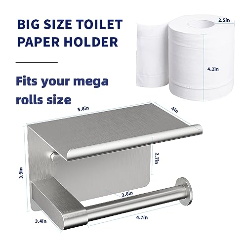image for GLNLQ Brushed Nickel Toilet Paper Holder Wall Mount, Fits Mega Rolls S