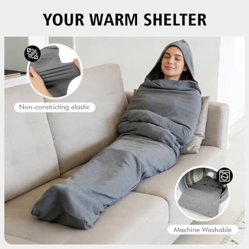 Sleep Pod - Manta con Capucha Usable para Alivio de Ansiedad y Sueño Profundo, Bolsa de Dormir Personal Portátil para Viajes, Camping y Relajación Cómoda miniatura 4