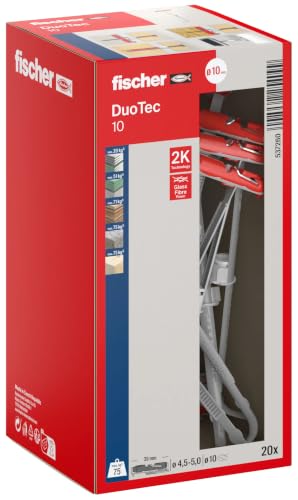 fischer DuoTec 10 S PH Kippdübel mit Panheadschraube 2-Komponenten-Dübel Hohlraumdübel zur Befestigung in Gipskarton- Gipsfaser- Holz- & Stahlplatten uvm. 10 Dübel + 10 Schrauben