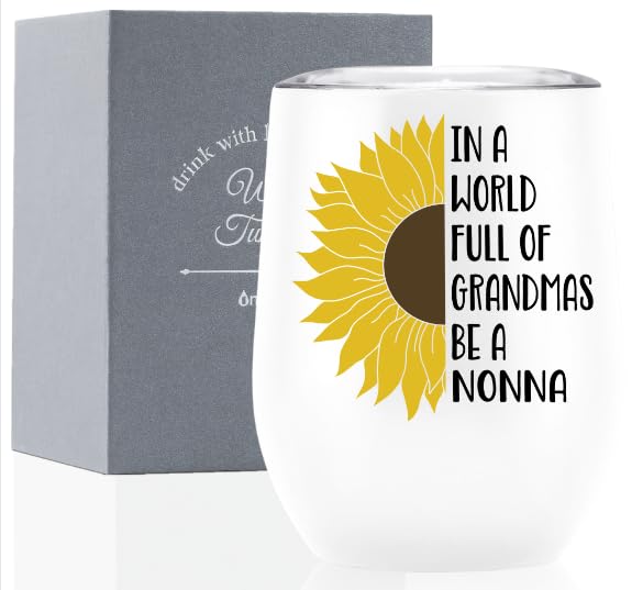 Onebttl Nonna Gift, Sunflower Grandma Gifts, 12oz Stainless Steel Insulated Tumbler for Sunflower Lovers, Perfect for Mother's Day, Birthday